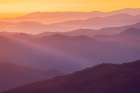 Spring sunrise view of mountains and mist-from Clingmans Dome area-Great Smoky Mountains NP-NC Art Print